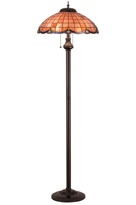 Meyda Tiffany 79814 Floor Lamp, Pbagwg Burgundy Xag Amber