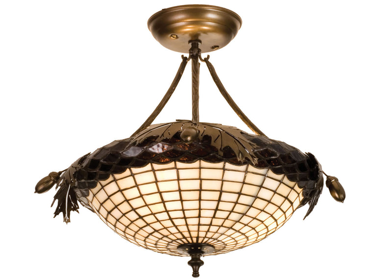 Meyda Tiffany 98965 Three Light Semi-Flushmount, Antique Copper