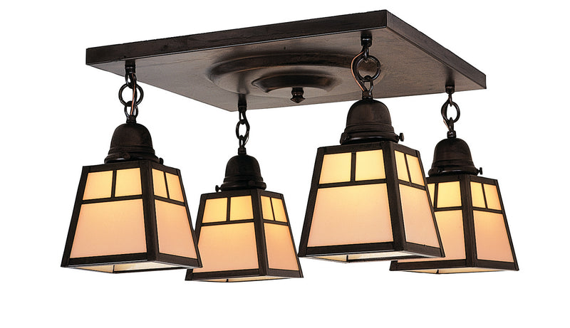 Arroyo ACM-4TCR-BZ Four Light Flush Mount, Bronze