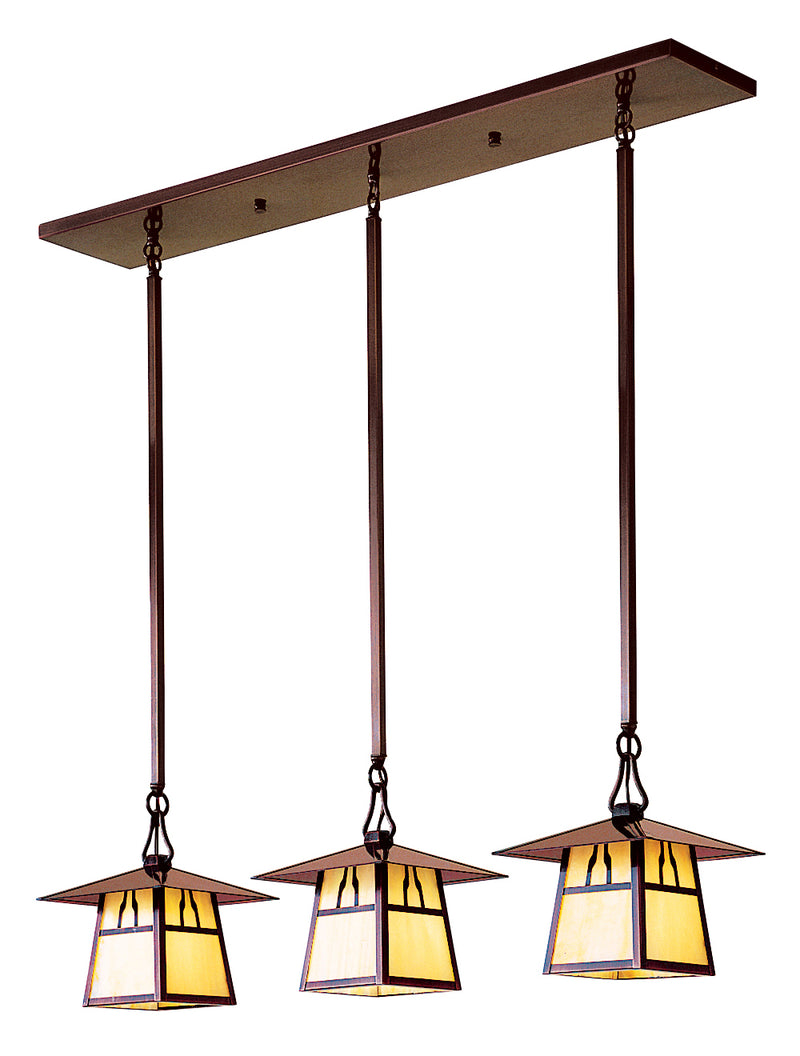 Arroyo CICH-8/3BGW-AC Three Light Pendant, Antique Copper