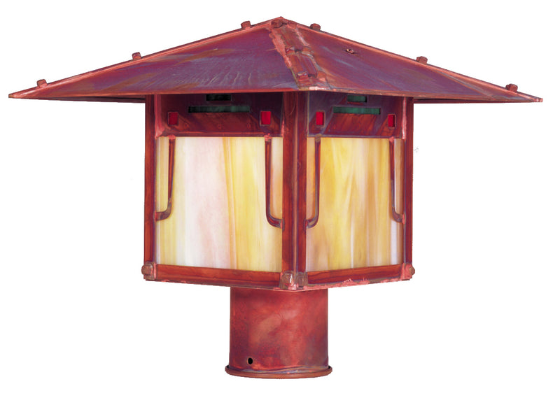 Arroyo PDP-12GRC-RC One Light Outdoor Post Lamp, Raw Copper