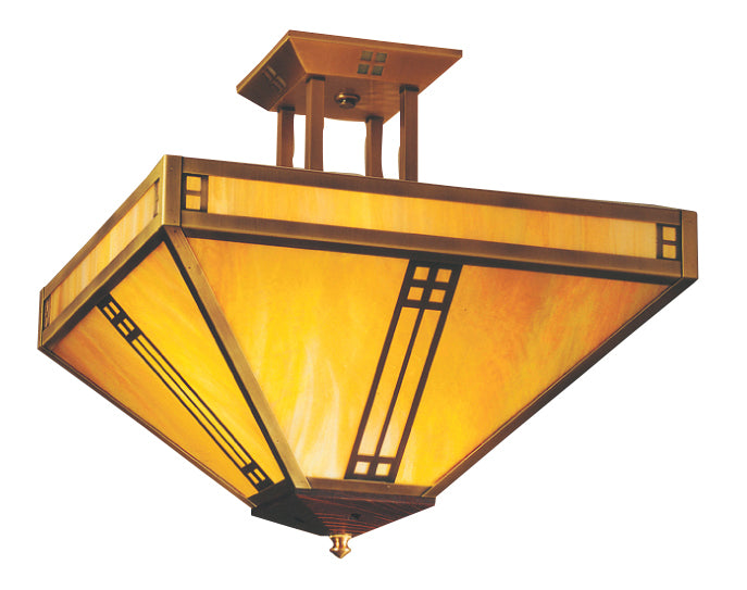 Arroyo PIH-15GW-AB Four Light Semi-Flush Ceiling Light, Antique Brass
