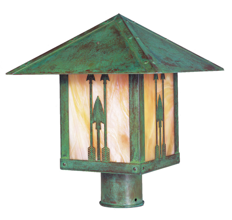 Arroyo TRP-12ARGW-VP One Light Outdoor Post Lamp, Verdigris Patina