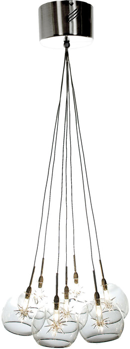 ET2 E20114-24 Seven Light Pendant, Satin Nickel