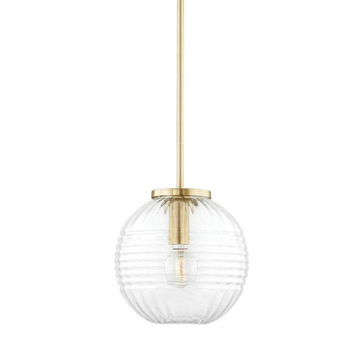 Hudson Valley 2713-AGB One Light Pendant, Aged Brass