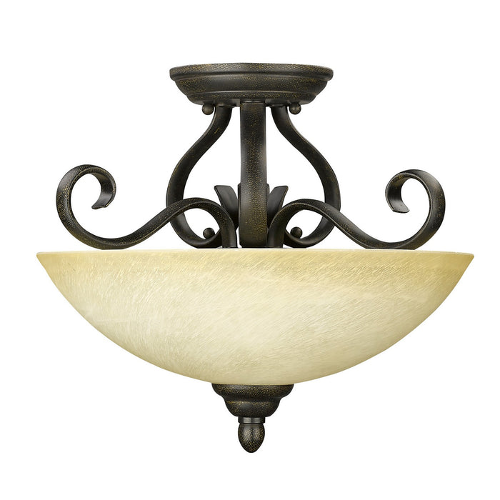 Golden 1567-SF PC Three Light Semi-Flush Mount, Peppercorn