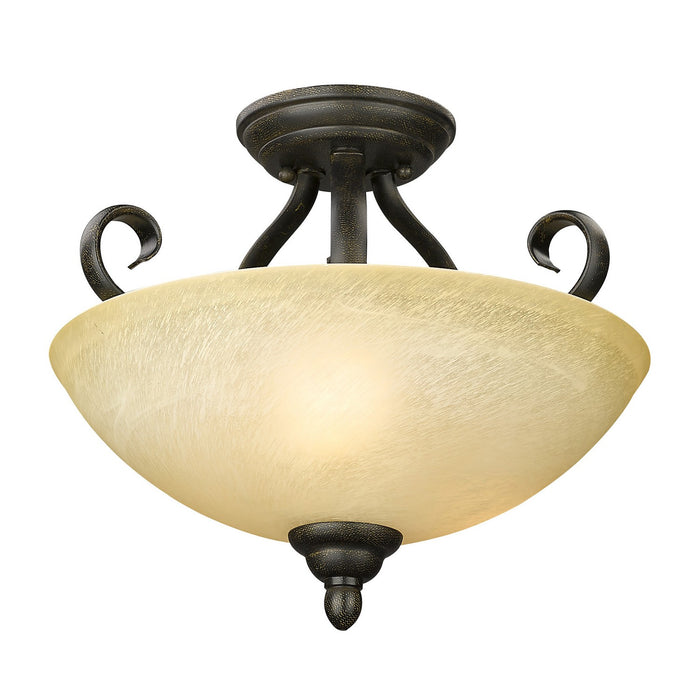 Golden 1567-SF PC Three Light Semi-Flush Mount, Peppercorn