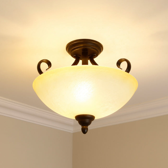 Golden 1567-SF PC Three Light Semi-Flush Mount, Peppercorn