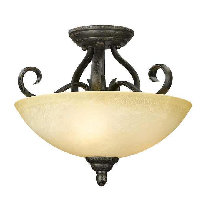 Golden 1567-SF PC Three Light Semi-Flush Mount, Peppercorn