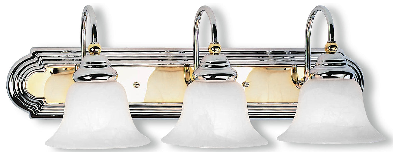 Livex Lighting 1003-52 Three Light Bath Vanity, Polished Chrome & Polished Brass