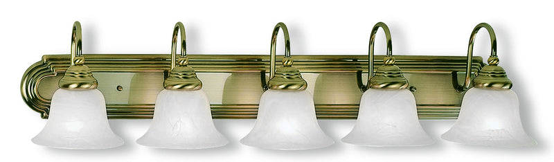 Livex Lighting 1005-01 Five Light Bath Vanity, Antique Brass
