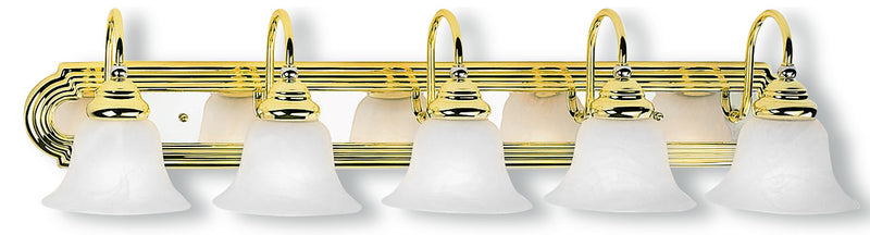 Livex Lighting 1005-25 Five Light Bath Vanity, Polished Brass & Polished Chrome