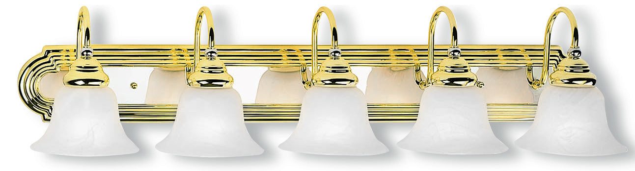 Livex Lighting 1005-25 Five Light Bath Vanity, Polished Brass & Polished Chrome