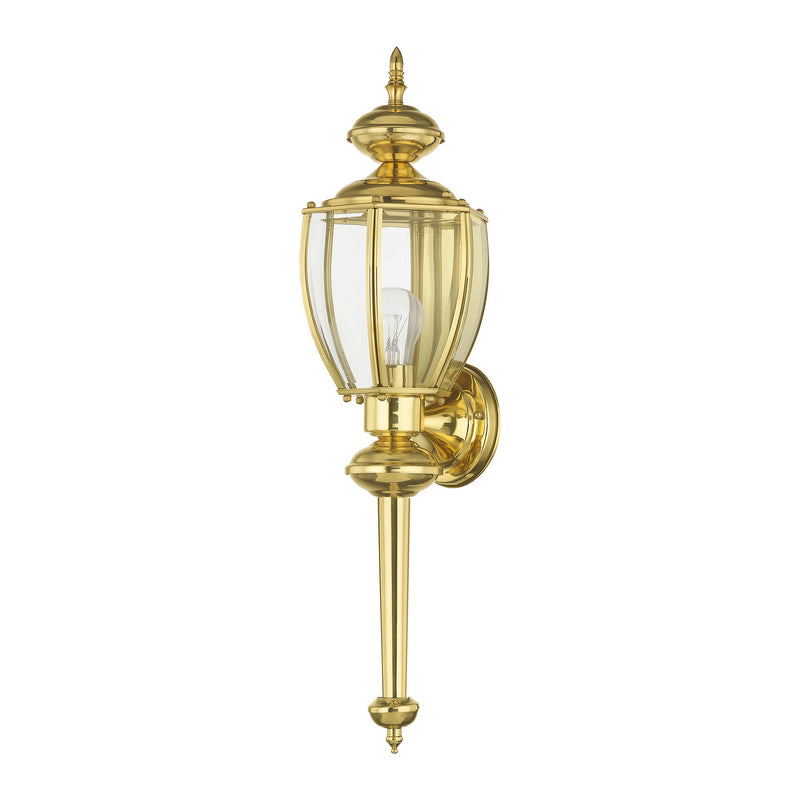 Livex Lighting 2112-02 One Light Outdoor Wall Lantern, Polished Brass