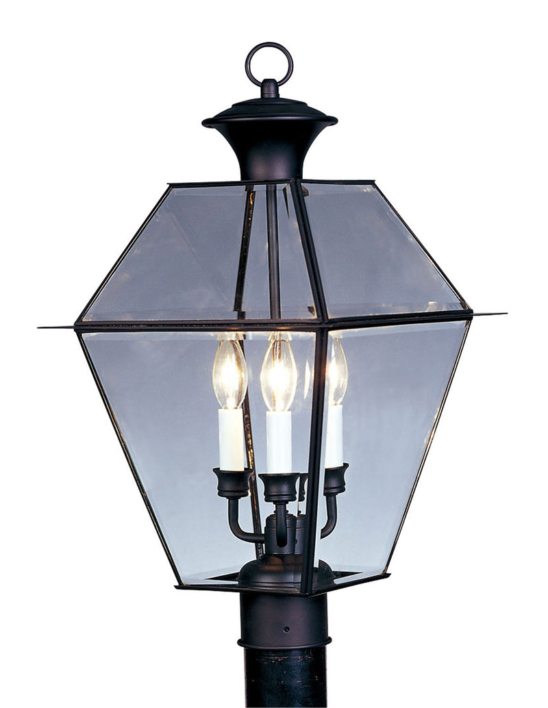 Livex Lighting 2384-04 Three Light Post-Top Lanterm, Black