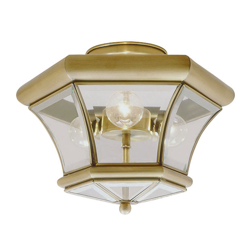 Livex Lighting 4083-01 Three Light Ceiling Mount, Antique Brass