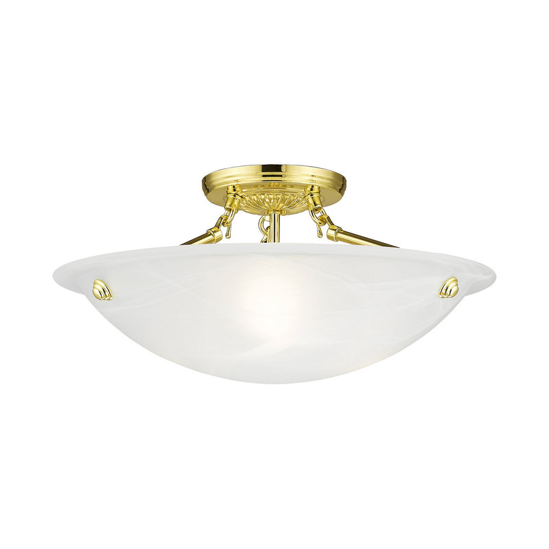 Livex Lighting 4273-02 Three Light Ceiling Mount, Polished Brass