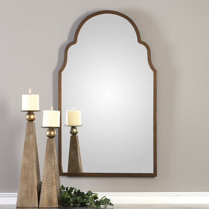 Uttermost 12668 P Mirror, Dark Brown w/Burnished Edges