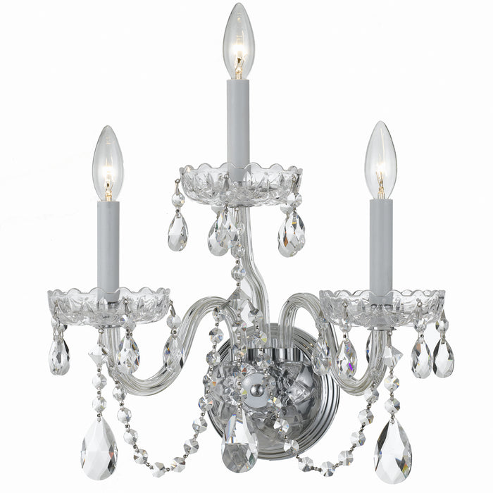 Crystorama 1033-CH-CL-S Three Light Wall Sconce, Polished Chrome