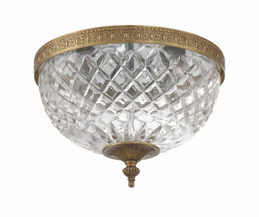 Crystorama 117-10-OB Two Light Flush Mount, Olde Brass