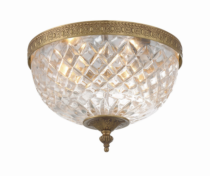 Crystorama 117-10-OB Two Light Flush Mount, Olde Brass