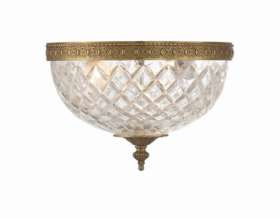 Crystorama 117-10-OB Two Light Flush Mount, Olde Brass