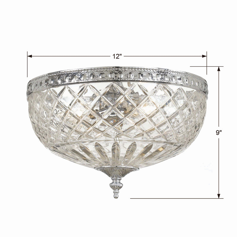 Crystorama 117-12-CH Three Light Flush Mount, Polished Chrome