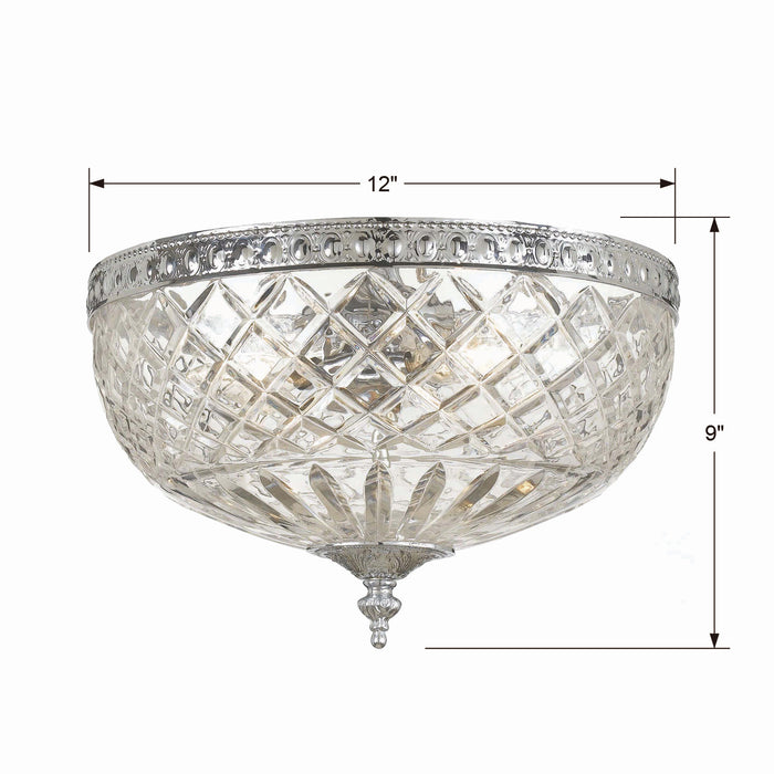 Crystorama 117-12-CH Three Light Flush Mount, Polished Chrome