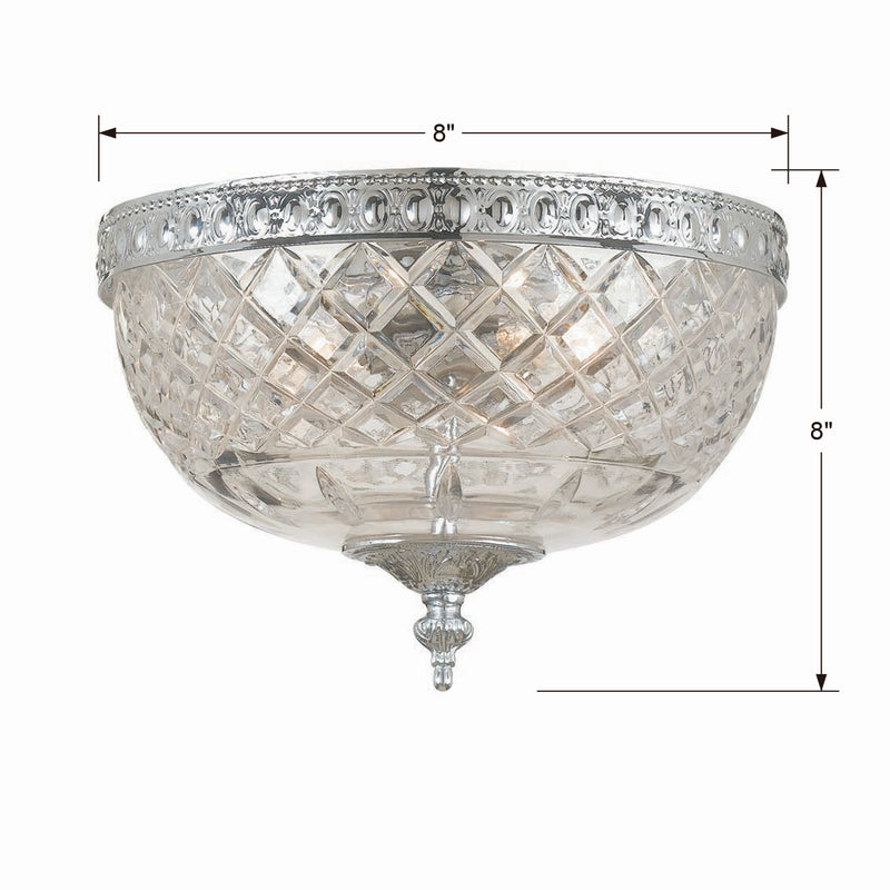 Crystorama 117-8-CH Two Light Flush Mount, Polished Chrome