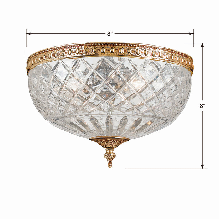 Crystorama 117-8-OB Two Light Flush Mount, Olde Brass