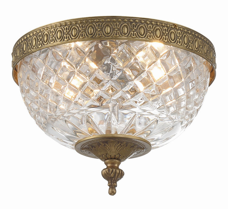 Crystorama 117-8-OB Two Light Flush Mount, Olde Brass