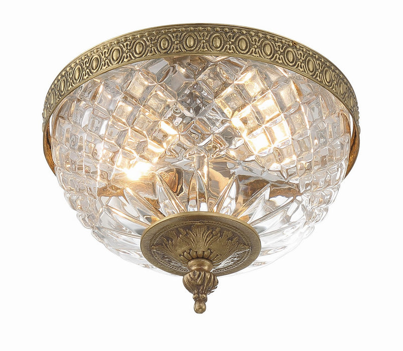 Crystorama 117-8-OB Two Light Flush Mount, Olde Brass