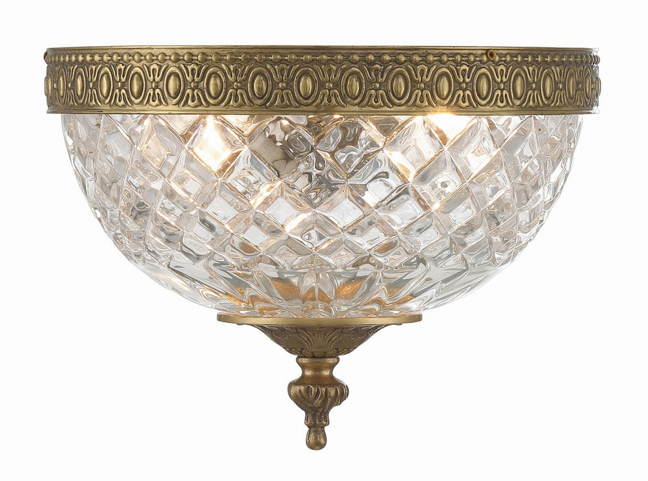 Crystorama 117-8-OB Two Light Flush Mount, Olde Brass