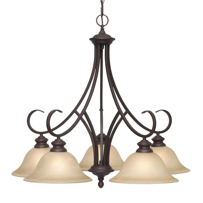 Golden 6005-D5 RBZ Five Light Chandelier, Rubbed Bronze