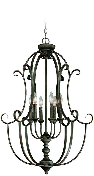 Craftmade 24236-MB Six Light Foyer Chandelier, Mocha Bronze