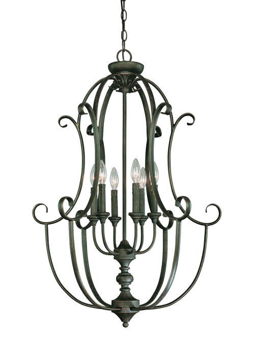 Craftmade 24236-MB Six Light Foyer Chandelier, Mocha Bronze