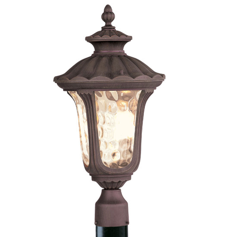 Livex Lighting 7659-58 Three Light Post-Top Lanterm, Hand Applied Imperial Bronze