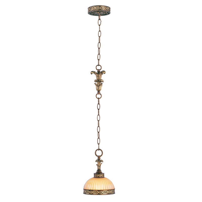 Livex Lighting 8520-64 One Light Mini Pendant, Palacial Bronze w/ Gildeds