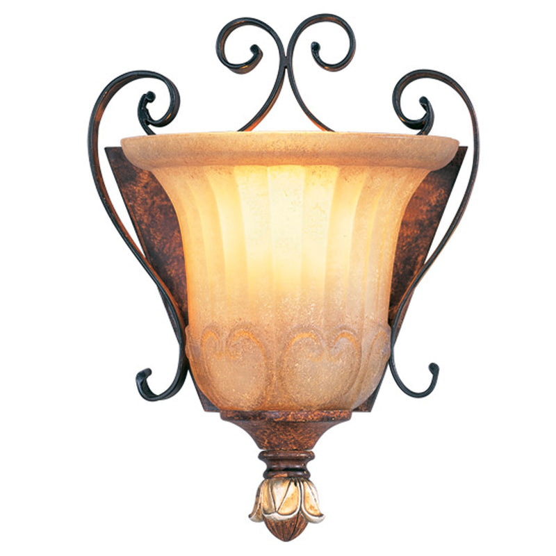 Livex Lighting 8560-63 One Light Wall Sconce, Hand Applied Verona Bronze w/ Aged Gold Leafs