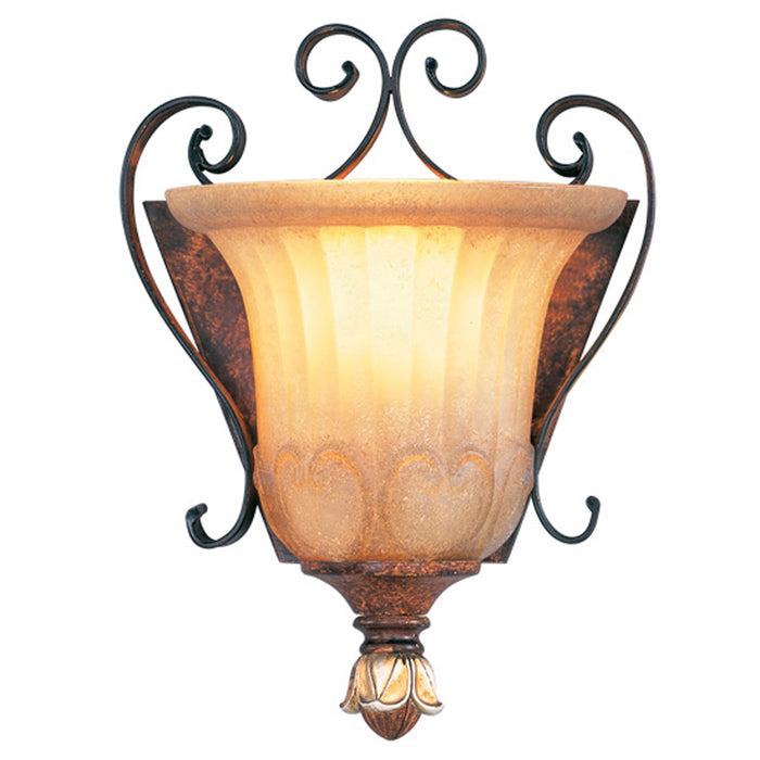 Livex Lighting 8560-63 One Light Wall Sconce, Hand Applied Verona Bronze w/ Aged Gold Leafs