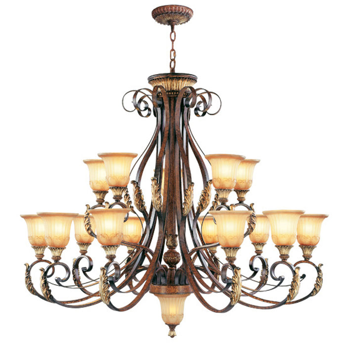 Livex Lighting 8568-63 16 Light Chandelier, Hand Applied Verona Bronze w/ Aged Gold Leafs