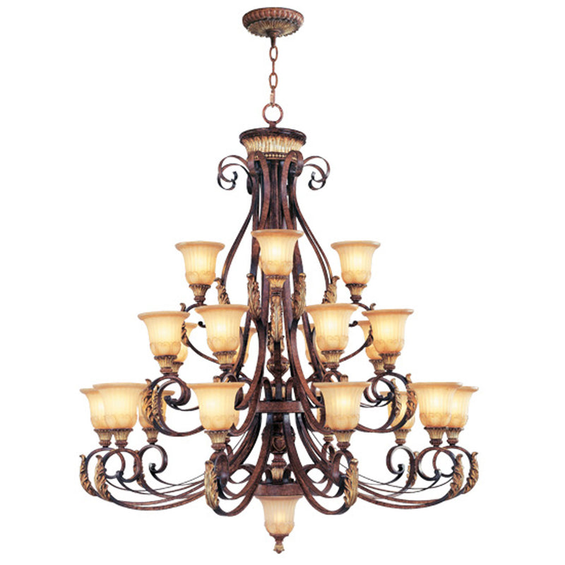 Livex Lighting 8569-63 23 Light Chandelier, Hand Applied Verona Bronze w/ Aged Gold Leafs