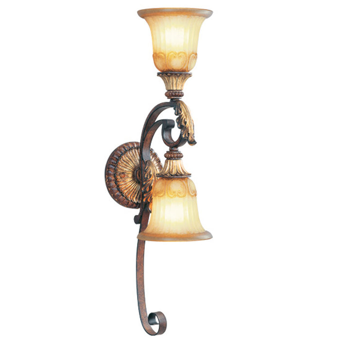 Livex Lighting 8572-63 Two Light Wall Sconce, Hand Applied Verona Bronze w/ Aged Gold Leafs