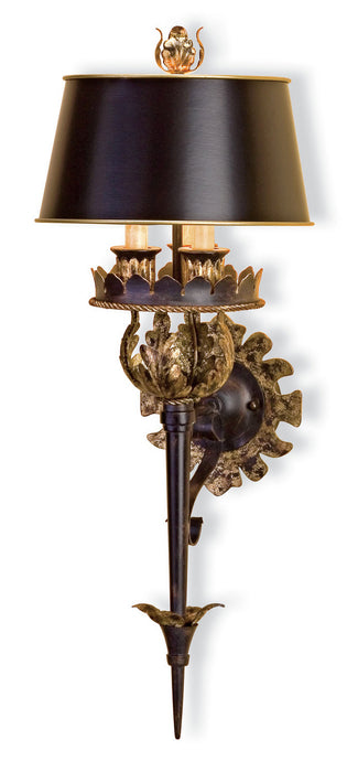 Currey and Company 5412 Three Light Wall Sconce, Zanzibar Gold Leaf/Zanzibar Black