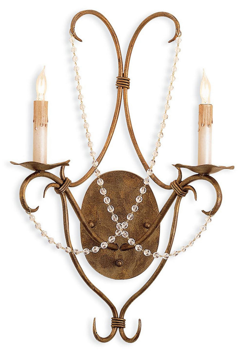 Currey and Company 5880 Two Light Wall Sconce, Rhine Gold