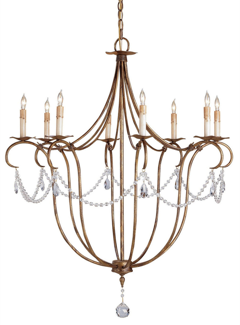 Currey and Company 9881 Eight Light Chandelier, Rhine Gold