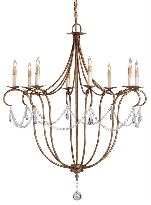 Currey and Company 9881 Eight Light Chandelier, Rhine Gold