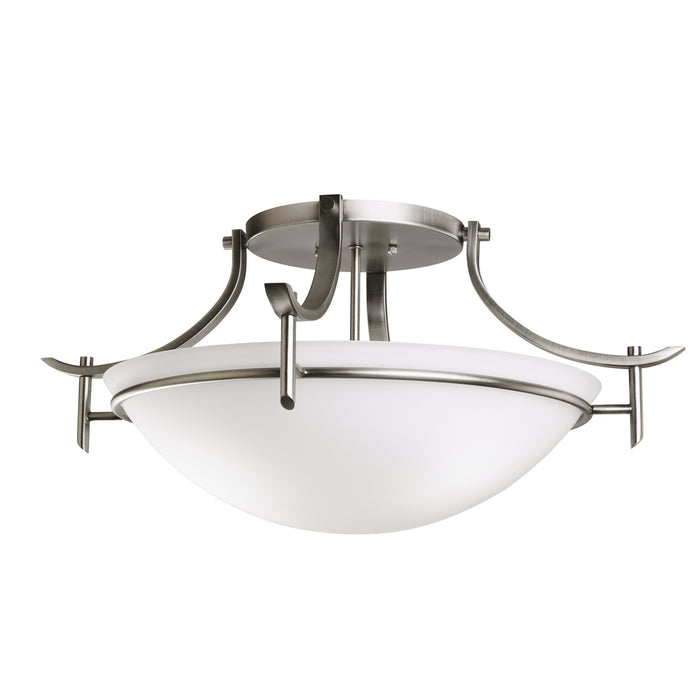 Kichler 3606AP Three Light Semi Flush Mount, Antique Pewter