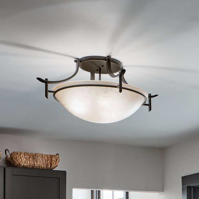 Kichler 3606OZ Three Light Semi Flush Mount, Olde Bronze