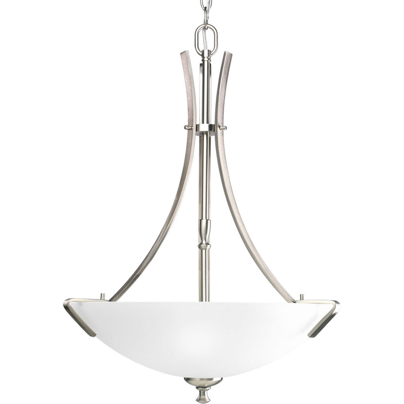 Progress Lighting P3757-09 Three Light Foyer Pendant, Brushed Nickel